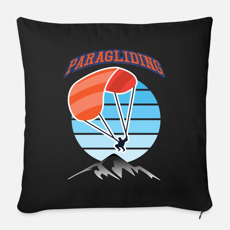 Gleitschirmflieger Berge Paragliding - Sofakissenbezug 45 x 45 cm - Schwarz