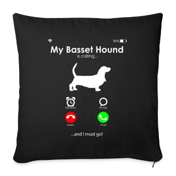 Basset Hound - Sofa pillowcase 17,3'' x 17,3'' (45 x 45 cm) - black - Front