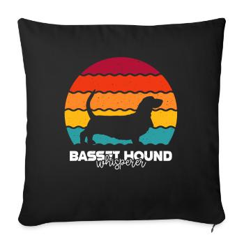 Basset Hound - Sofa pillowcase 17,3'' x 17,3'' (45 x 45 cm) - black - Front