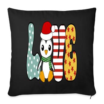 Penguin Santa Hat Love Noël cadeau de Noël - Housse de coussin décorative 45 x 45 cm - noir - Devant