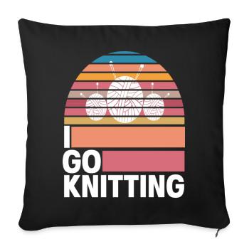 Tricoter Tricoter Tricoter à la main - Housse de coussin décorative 45 x 45 cm - noir - Devant