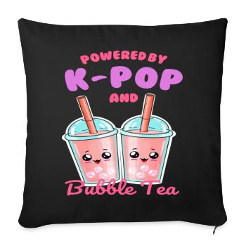 Alimenté par K POP et Bubble Tea - Housse de coussin décorative 45 x 45 cm - noir - Devant