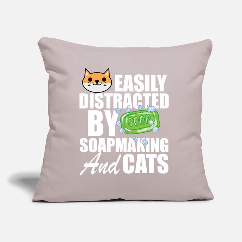 Soap Maker Easily Distracted By Soapmaking And Cat Sofa pillowcase 17,3'' x 17,3'' (45 x 45 cm)