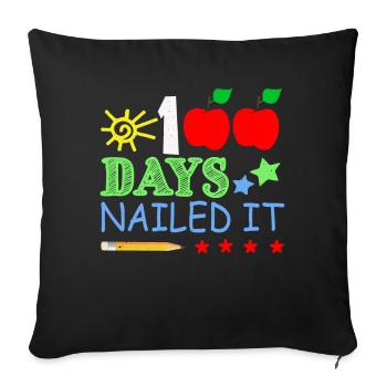 Crayon 100e jour cloué 100 jours d’école - Housse de coussin décorative 45 x 45 cm - noir - Devant