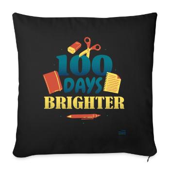Livres Stylo 100e jour plus lumineux 100 jours d’école - Housse de coussin décorative 45 x 45 cm - noir - Devant