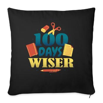 Books Pen 100th Day Wiser 100 Days Of School - Sofa pillowcase 17,3'' x 17,3'' (45 x 45 cm) - black - Front