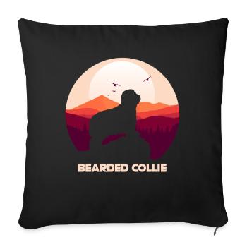 Bearded Collie - Sofa pillowcase 17,3'' x 17,3'' (45 x 45 cm) - black - Front