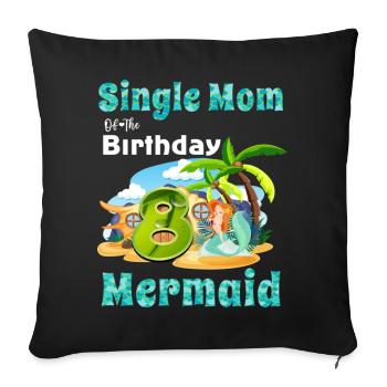 Mermaid Single Maman Du 8ème Anniversaire - Housse de coussin décorative 45 x 45 cm - noir - Devant