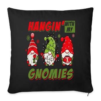 Christmas Hanging With My Gnomies - Sofakissenbezug 45 x 45 cm - Schwarz - Vorne