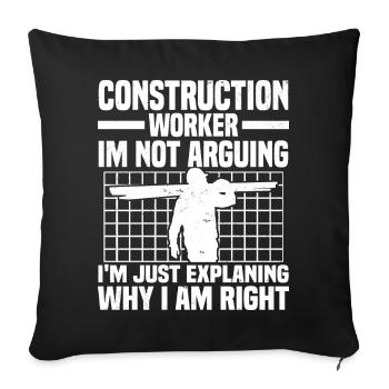 Construction worker - Sofa pillowcase 17,3'' x 17,3'' (45 x 45 cm) - black - Front