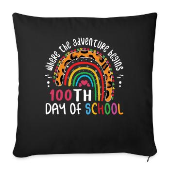Leopard Rainbow 100e jour 100 jours d’école - Housse de coussin décorative 45 x 45 cm - noir - Devant