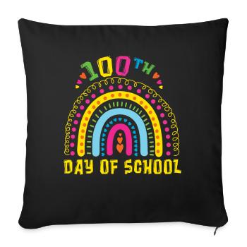 100th Day Rainbow Happy 100 Days Of School - Sofa pillowcase 17,3'' x 17,3'' (45 x 45 cm) - black - Front