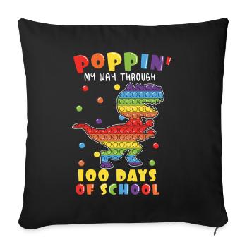100th Day Pop Fidget Dinosaur 100 Days Of School - Sofa pillowcase 17,3'' x 17,3'' (45 x 45 cm) - black - Front