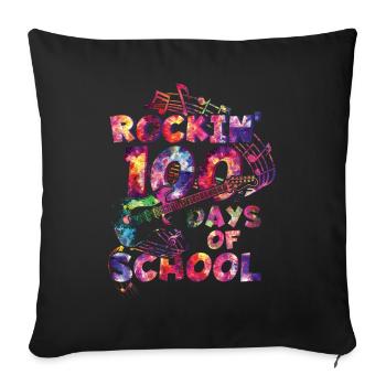 Rock 100th Day Guitar Rocking 100 jours d’école - Housse de coussin décorative 45 x 45 cm - noir - Devant