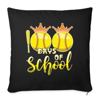 100e jour de baseball softball 100 jours d’école - Housse de coussin décorative 45 x 45 cm - noir - Devant