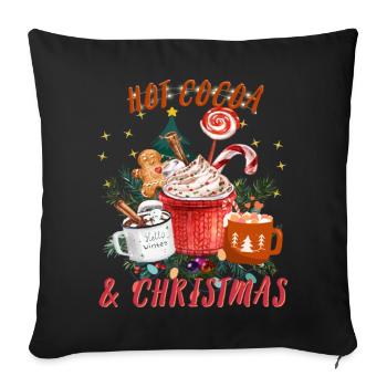 Chocolat chaud et café vintage Joyeux Noël - Housse de coussin décorative 45 x 45 cm - noir - Devant