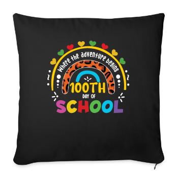 Cute Leopard Rainbow 100th Day 100 Days Of School - Sofa pillowcase 17,3'' x 17,3'' (45 x 45 cm) - black - Front