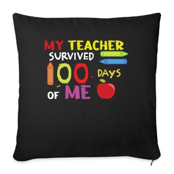 Funny 100th Day Teacher Survive 100 Days Of School - Sofa pillowcase 17,3'' x 17,3'' (45 x 45 cm) - black - Front