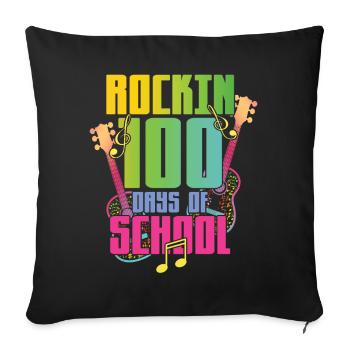 100e jour de guitare rock 100 jours d’école - Housse de coussin décorative 45 x 45 cm - noir - Devant