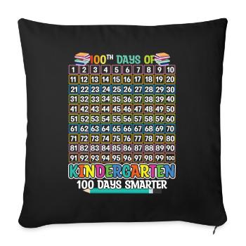 Smart 100e jour de maternelle 100 jours d’école - Housse de coussin décorative 45 x 45 cm - noir - Devant