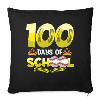 100e jour de softball baseball 100 jours d’école - Housse de coussin décorative 45 x 45 cm - noir - Devant