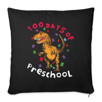 Préscolaire 100e jour Dinosaure 100 jours d’école - Housse de coussin décorative 45 x 45 cm - noir - Devant