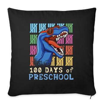 Roar Preschool 100th Dinosaur 100 Days Of School - Sofa pillowcase 17,3'' x 17,3'' (45 x 45 cm) - black - Front
