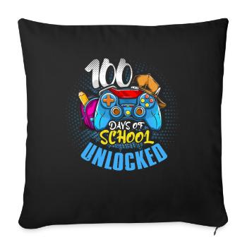 Schüler 100th Day Gamer schaltet 100 Tag Schule frei - Sofakissenbezug 45 x 45 cm - Schwarz - Vorne