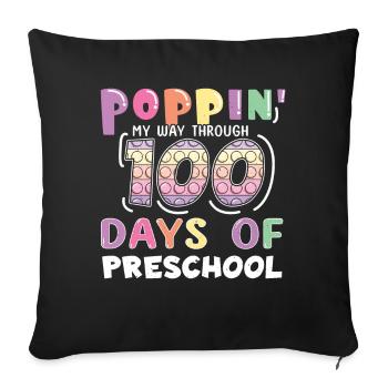 100e jour de bulle pop préscolaire 100 jours d’école - Housse de coussin décorative 45 x 45 cm - noir - Devant