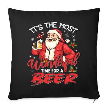 Le moment le plus merveilleux pour la bière Père Noël - Housse de coussin décorative 45 x 45 cm - noir - Devant