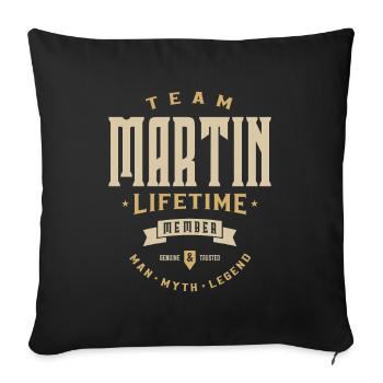 Nom personnalisé du membre à vie de l’équipe Martin - Housse de coussin décorative 45 x 45 cm - noir - Devant