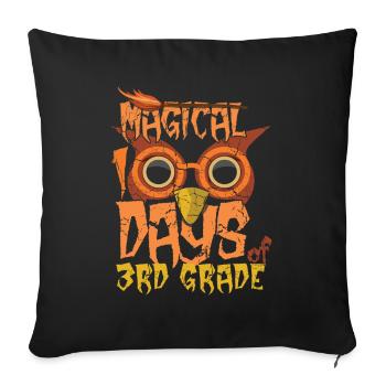 3rd Grade Owl 100th Day Magical 100 Days Of School - Housse de coussin décorative 45 x 45 cm - noir - Devant
