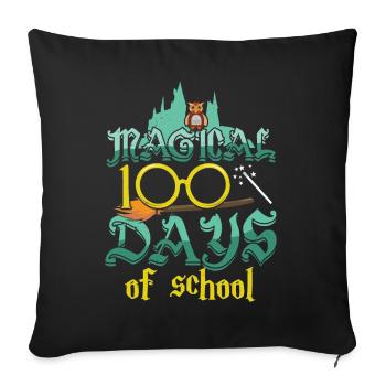 Magique 100e jour Mignon Hibou Joyeux 100 Jour d’école - Housse de coussin décorative 45 x 45 cm - noir - Devant