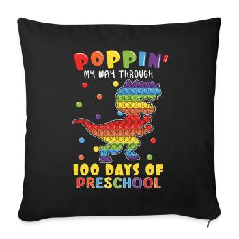 100e jour Pop Préscolaire Dinosaure 100 Jour D’école - Housse de coussin décorative 45 x 45 cm - noir - Devant