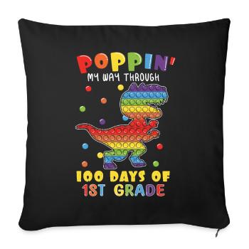 100e jour Pop 1ère année Dinosaure 100 Jour d’école - Housse de coussin décorative 45 x 45 cm - noir - Devant