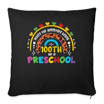 Cute Leopard Rainbow Preschool 100 Days Of School - Sofa pillowcase 17,3'' x 17,3'' (45 x 45 cm) - black - Front