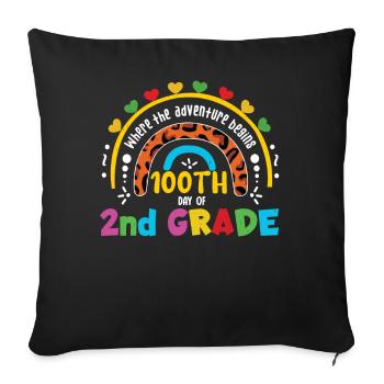 Cute Leopard Rainbow 2nd Grade 100 Days Of School - Sofa pillowcase 17,3'' x 17,3'' (45 x 45 cm) - black - Front