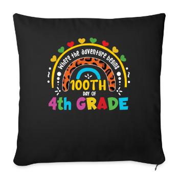 Cute Leopard Rainbow 4th Grade 100 Days Of School - Sofa pillowcase 17,3'' x 17,3'' (45 x 45 cm) - black - Front