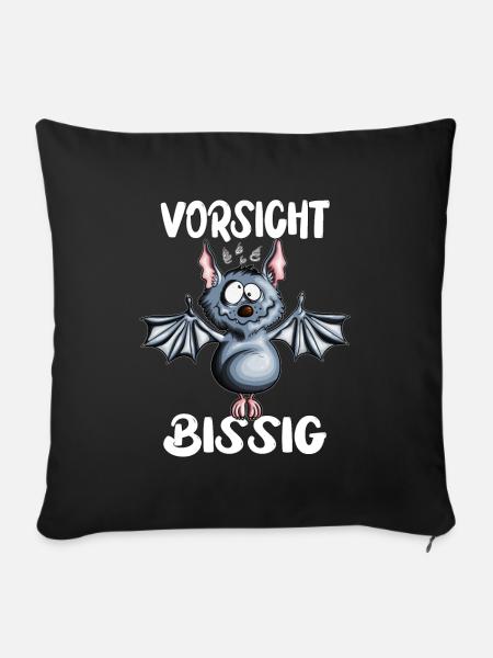 Fledermaus Fan Outfit Spruch Vorsicht Bissig - Sofakissenbezug 45 x 45 cm - Schwarz