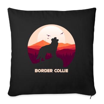 Border Collie Dog - Sofa pillowcase 17,3'' x 17,3'' (45 x 45 cm) - black - Front