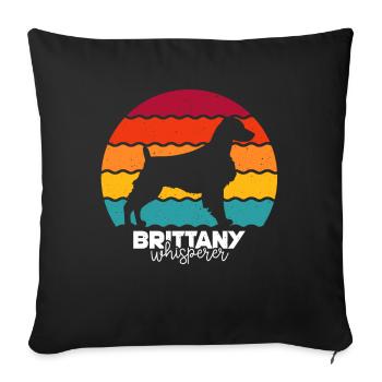 Bretagne Épagneul Chien Breton - Housse de coussin décorative 45 x 45 cm - noir - Devant
