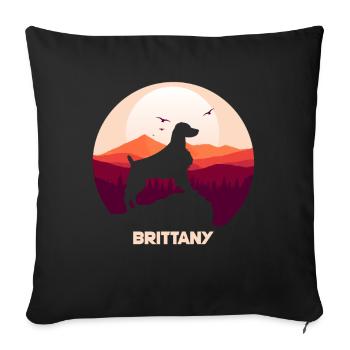 Bretagne Épagneul Chien Breton - Housse de coussin décorative 45 x 45 cm - noir - Devant