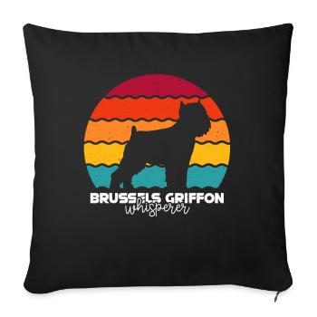 Bruxelles Griffon amoureux chien propriétaire papa maman - Housse de coussin décorative 45 x 45 cm - noir - Devant