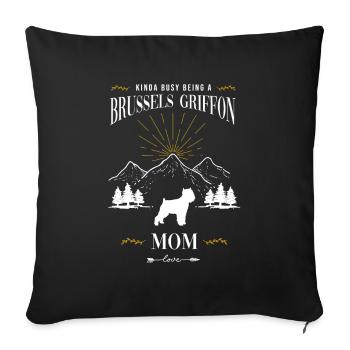 Bruxelles Griffon amoureux chien propriétaire papa maman - Housse de coussin décorative 45 x 45 cm - noir - Devant