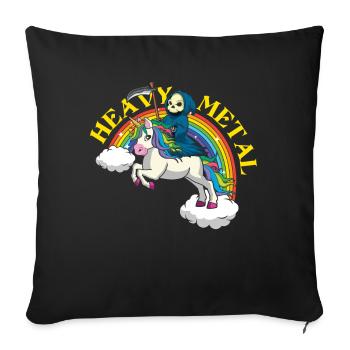 Skeleton Licorne Arc-en-ciel Metal Musique Heavy Rock - Housse de coussin décorative 45 x 45 cm - noir - Devant