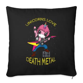 Rainbow Unicorn Love Metal Music Heavy Rock - Housse de coussin décorative 45 x 45 cm - noir - Devant