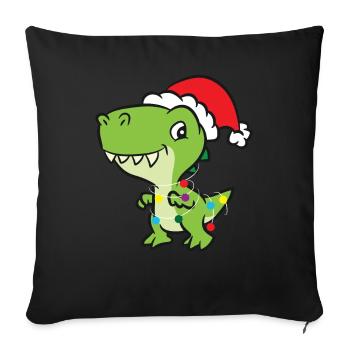 T-Rex - Tree-Rex bunte Lichterkette - Sofakissenbezug 45 x 45 cm - Schwarz - Vorne