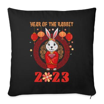 Chinese New Year Cute Rabbit New Year 2023 - Sofakissenbezug 45 x 45 cm - Schwarz - Vorne