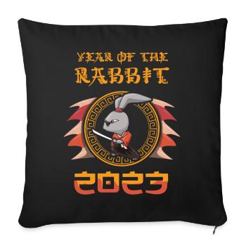 Zodiaque chinois Nouvel An du lapin 2023 Nouvel An - Housse de coussin décorative 45 x 45 cm - noir - Devant