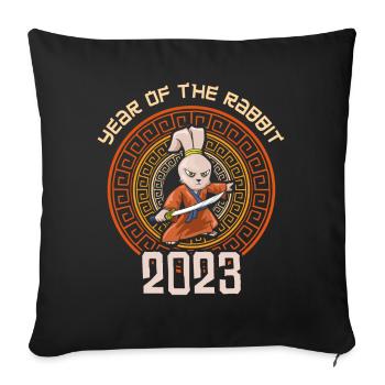 Nouvel An chinois du Lapin Samouraï 2023 Nouvel An - Housse de coussin décorative 45 x 45 cm - noir - Devant